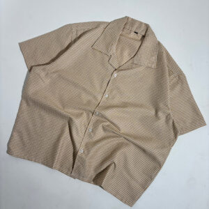 Beige checks boxy shirt